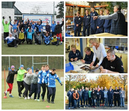 Hansas B-Jugend und Beschäftigte der Rostocker DRK-Werkstätten beim gegenseitigen Besuch