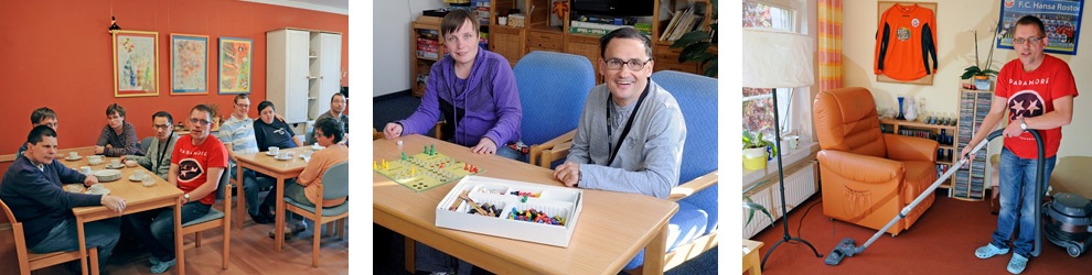 Gemeinsame Mahlzeiten, Spiele aber auch Hausarbeit im Gemeinschaftlichen Wohnen der Rostocker DRK Werkstätten gGmbH